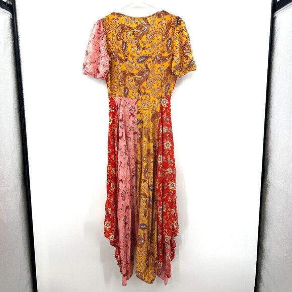 Zara Patchwork Long Maxi Handkerchief Paisley Button Front Dress Women's Size S - Picture 6 of 8